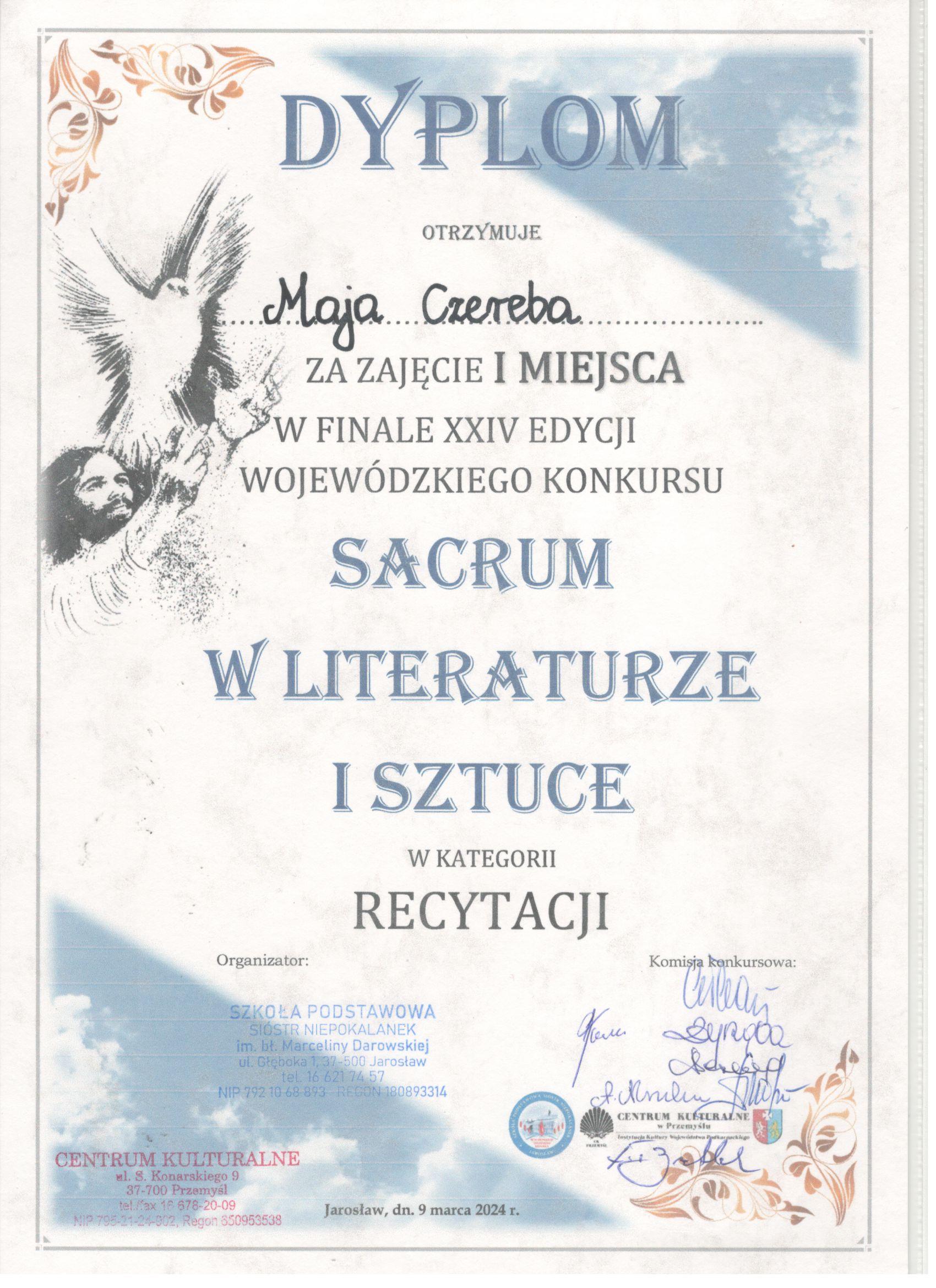 Sacrum w literaturze i sztuce - dyplom