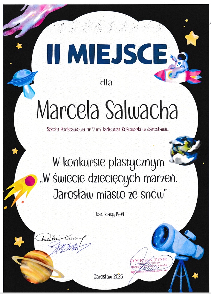 dyplom konkurs plastyczny W świecie dziecięcych marzeń. Jarosław-miasto ze snów