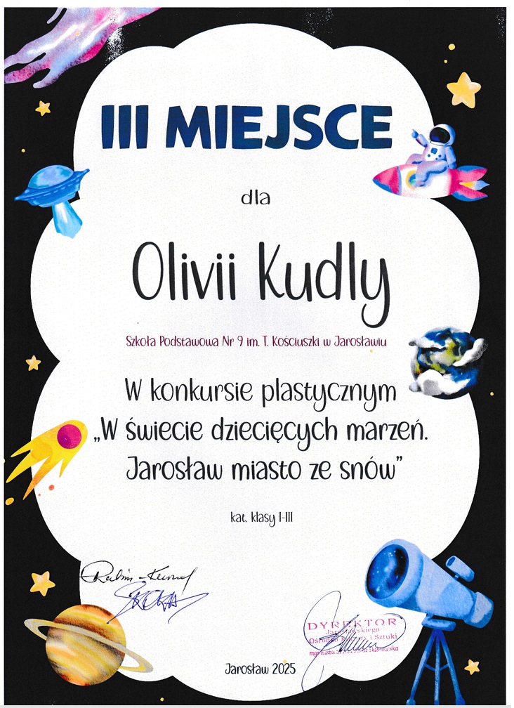 dyplom konkurs plastyczny W świecie dziecięcych marzeń. Jarosław-miasto ze snów